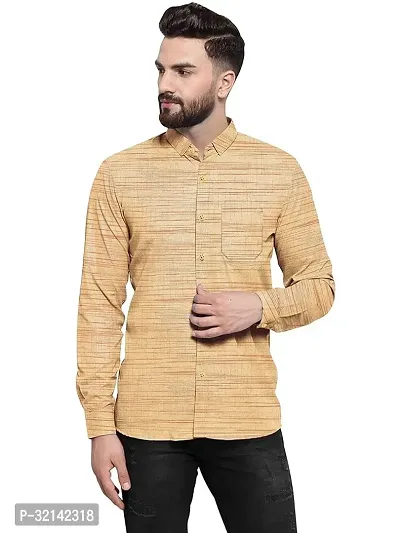 Stylish Mustard Khadi Cotton Short Sleeves Casual Shirt For Men-thumb0