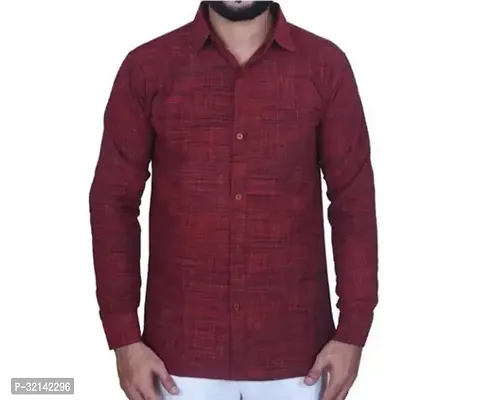 Stylish Maroon Khadi Cotton Long Sleeves Casual Shirt For Men