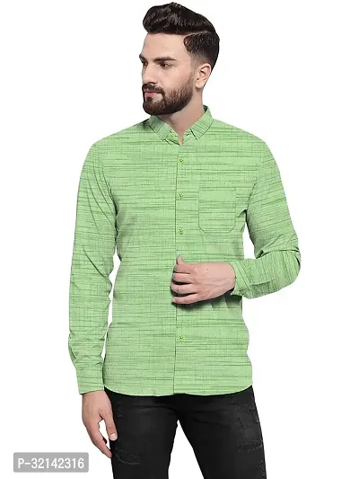 Stylish Green Khadi Cotton Short Sleeves Casual Shirt For Men