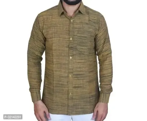 Stylish Brown Khadi Cotton Long Sleeves Casual Shirt For Men-thumb0