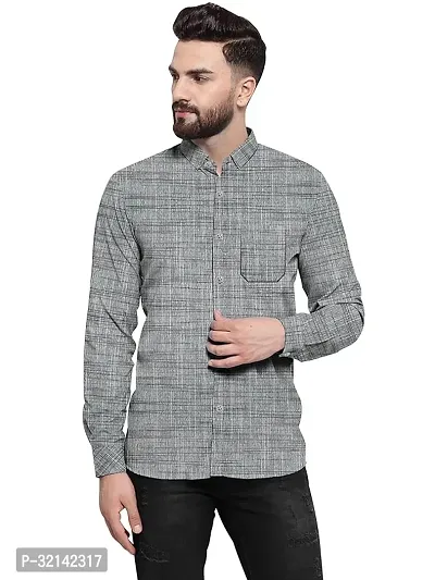 Stylish Grey Khadi Cotton Short Sleeves Casual Shirt For Men