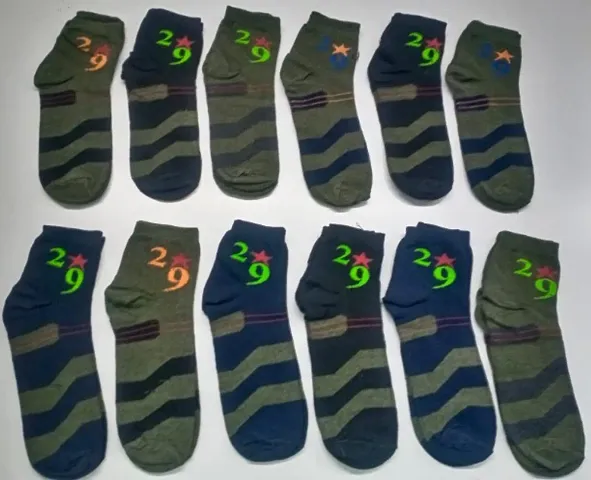 Trendy Cotton Printed Socks Set of 12 pairs For Men