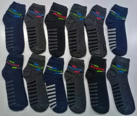 Trendy Cotton Printed Socks Set of 12 pairs For Men