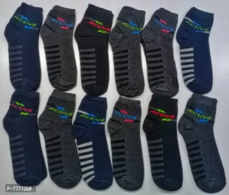 Classic Cotton Printed Socks for Men (Pack of 12 Pair)