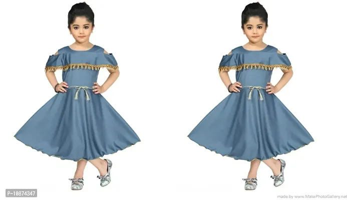 Stylish Fancy Cotton Blend Frocks Dresses For Kids Pack Of 2-thumb0