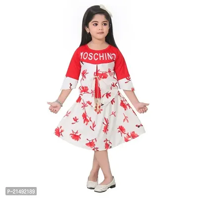 PURBASHA Creation Cotton Blend Printed Knee Length Frock Dress for Girls (PCreation)-thumb2