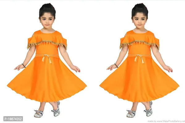 Stylish Fancy Cotton Blend Frocks Dresses For Kids Pack Of 2