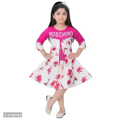 PURBASHA Creation Cotton Blend Printed Knee Length Frock Dress for Girls (PCreation)-thumb0