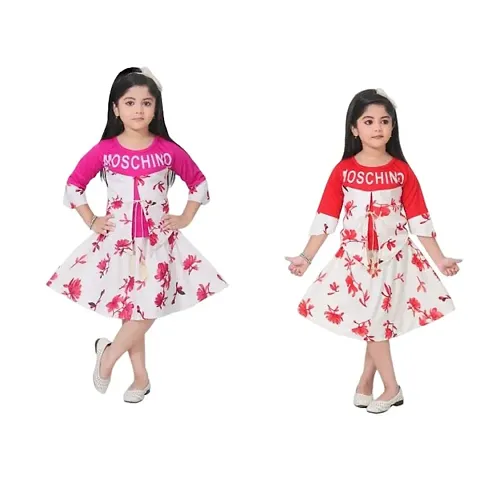 PURBASHA Creation Blend Knee Length Frock Dress for Girls (PCreation)