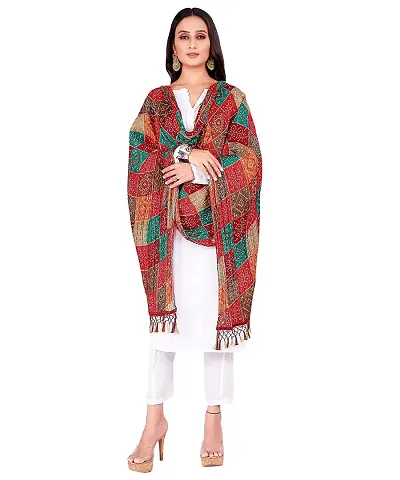 Kalpit Creations Women's Jaipuri Rajasthani Traditional Multi-colored Heavy chinon-silk Bandhej bandhni Dupatta