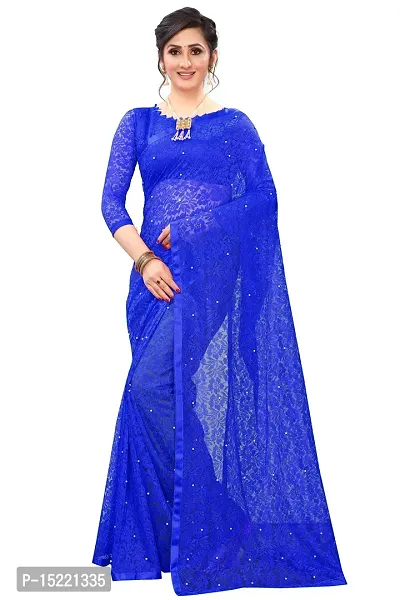 Stylish Net Embellished Bollywood Women Saree with Blouse Piece-thumb0