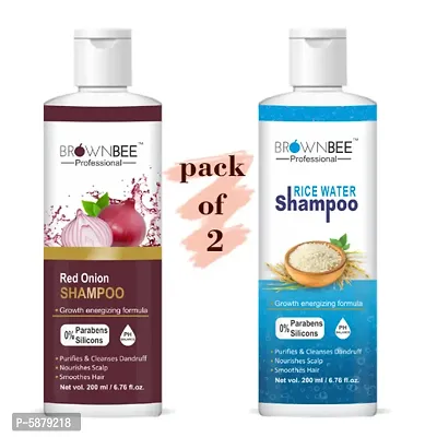 Red Onion And Rice Water Shampoo - Strength  Growth Formula (COMBO PACK)  (400 ml)