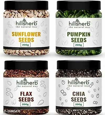 Classic 100 % Pure and Natural Seeds Combo Pack Of 4  Pumpkin Seeds /Sunflower Seeds/Chia Seeds / Flax Seeds-thumb0