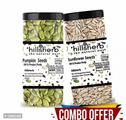 Seeds Combo Pack Of 2  Pumpkin Seeds -200 Grm  / Sunflower Seeds 200 Grm