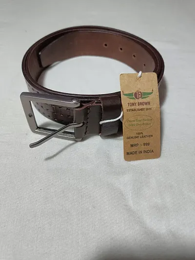 Brown Leather Matte Formal Belt for Men