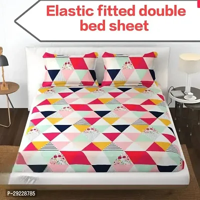 Comfortable Glace Cotton Double Bedsheet with 2 Pillow Covers