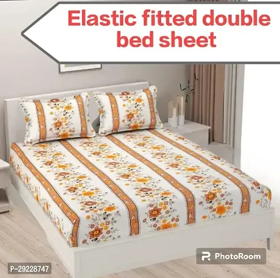 Comfortable Glace Cotton Double Bedsheet with 2 Pillow Covers-thumb0