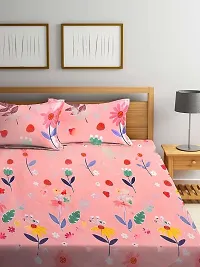 Stylish Fancy Comfortable Cotton Printed Elastic Fitted 1 Double Bedsheet With 2 Pillow Covers-thumb1