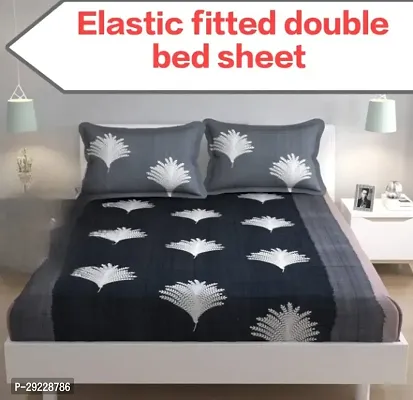 Comfortable Glace Cotton Double Bedsheet with 2 Pillow Covers