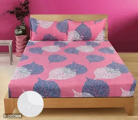 Comfortable Glace Cotton Double Bedsheet with 2 Pillow Covers