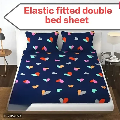 Comfortable Glace Cotton Double Bedsheet with 2 Pillow Covers