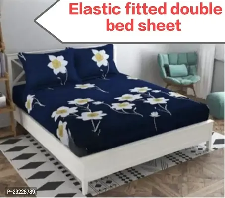 Comfortable Glace Cotton Double Bedsheet with 2 Pillow Covers