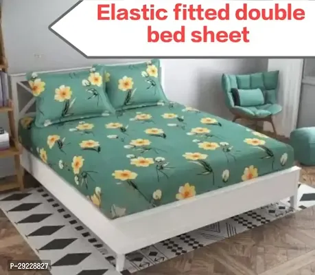 Comfortable Glace Cotton Double Bedsheet with 2 Pillow Covers