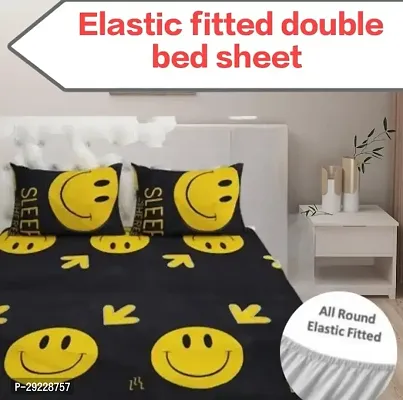 Comfortable Glace Cotton Double Bedsheet with 2 Pillow Covers