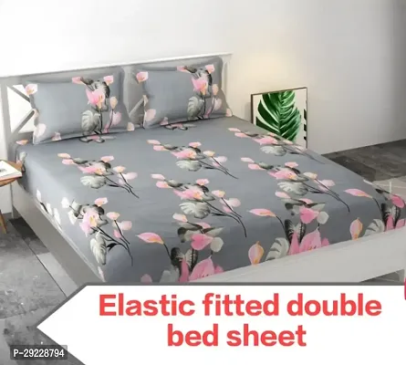 Comfortable Glace Cotton Double Bedsheet with 2 Pillow Covers-thumb0