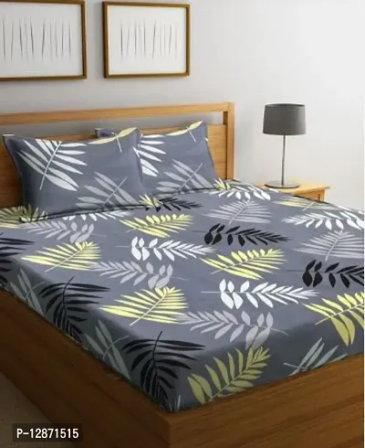 Stylish Fancy Comfortable Cotton Printed Elastic Fitted 1 Double Bedsheet With 2 Pillow Covers-thumb3