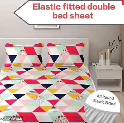 Comfortable Glace Cotton Double Bedsheet with 2 Pillow Covers