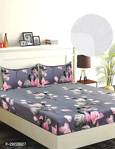 Comfortable Glace Cotton Double Bedsheet with 2 Pillow Covers-thumb0