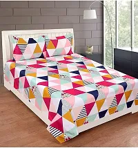 Stylish Fancy Comfortable Cotton Printed Elastic Fitted 1 Double Bedsheet With 2 Pillow Covers-thumb1