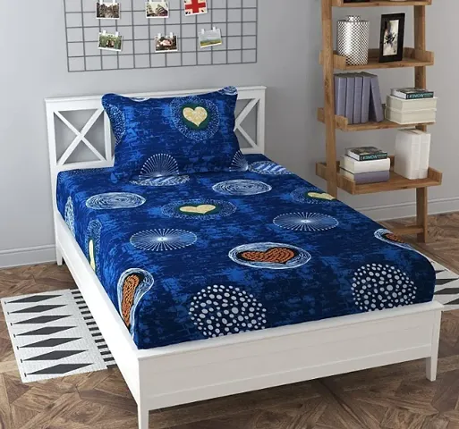 Printed Glace Cotton Single Bedsheet with 1 Pillow Cover