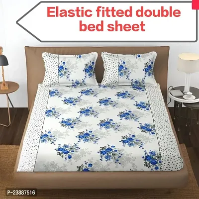 Elastic comfort all corner fitted Double bedsheet with 2 pillow covers