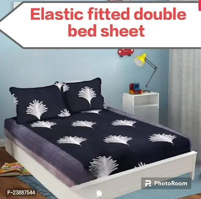 Elastic comfort all corner fitted Double bedsheet with 2 pillow covers