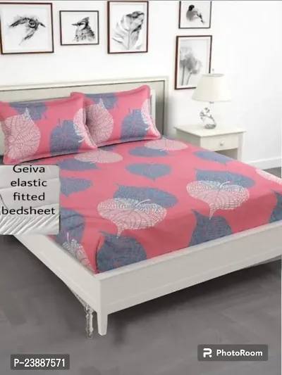 Elastic comfort all corner fitted Double bedsheet with 2 pillow covers