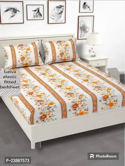 Elastic comfort all corner fitted Double bedsheet with 2 pillow covers