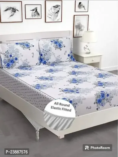 Elastic comfort all corner fitted Double bedsheet with 2 pillow covers