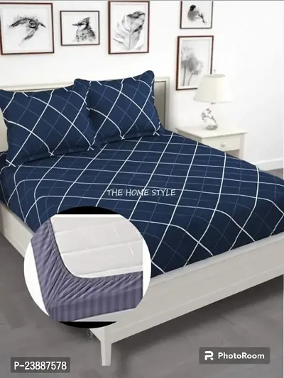 Elastic comfort all corner fitted Double bedsheet with 2 pillow covers