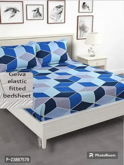 Elastic comfort all corner fitted Double bedsheet with 2 pillow covers