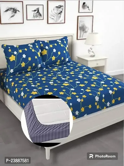 Elastic comfort all corner fitted Double bedsheet with 2 pillow covers