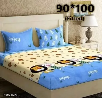 All corner fully Elastic fitted Double bedsheet with 2 pillow covers