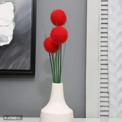 NUtts Artificial Pom Pom Decorative Flower Stick Red