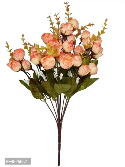 Artificial Decorative Mini Rose Flower Bunches (40 cm Tall, 7 Branches)(Pack of 2)