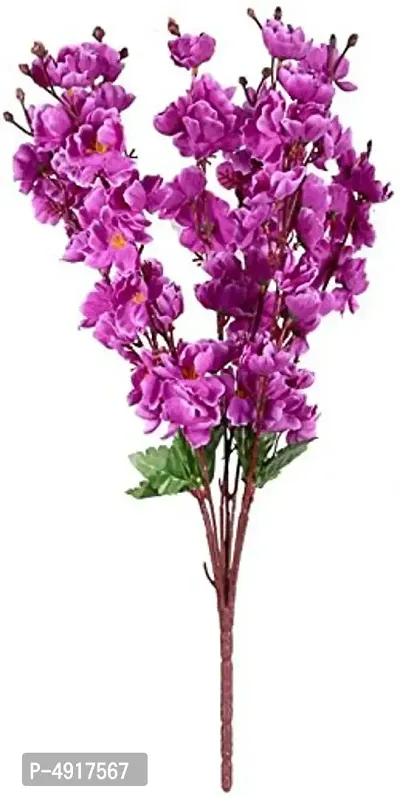 Artificial Blossom Flower bunch 7 sticks (colour-Purple)pack of 2-thumb0