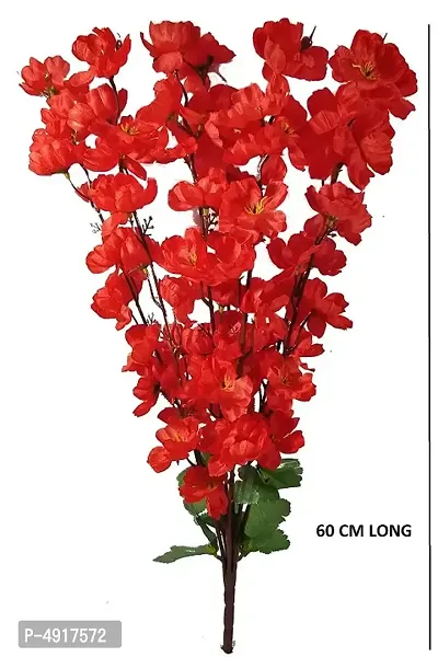 Artificial Blossom Flower bunch 7 sticks (colour-red)pack of 2-thumb0