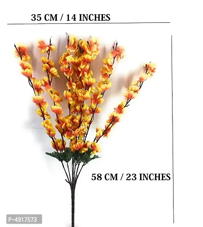 Artificial Blossom Flower bunch 7 sticks (colour-yellow-Orange)pack of 2-thumb0