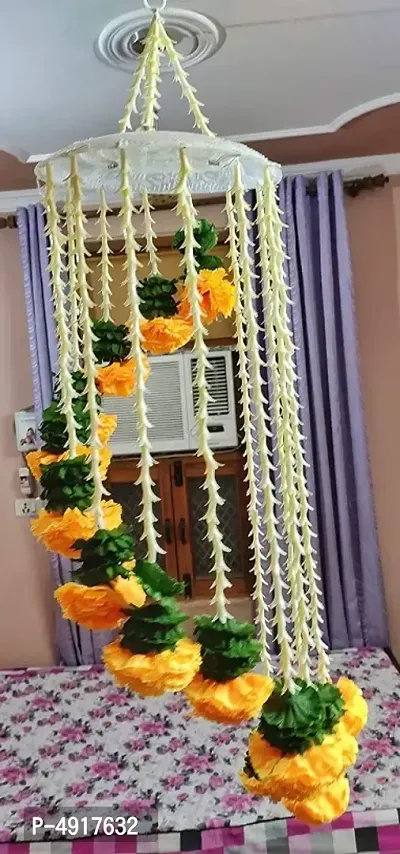 Reusable Artificial Marigold Flower Garlands for Diwali/Home and Party Decorations(Color-Yellow)