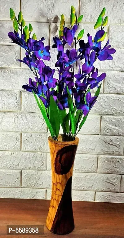 Artificial Orchid  flower Combo Stems for Home Decor pack of 10 Sticks Blue-thumb0